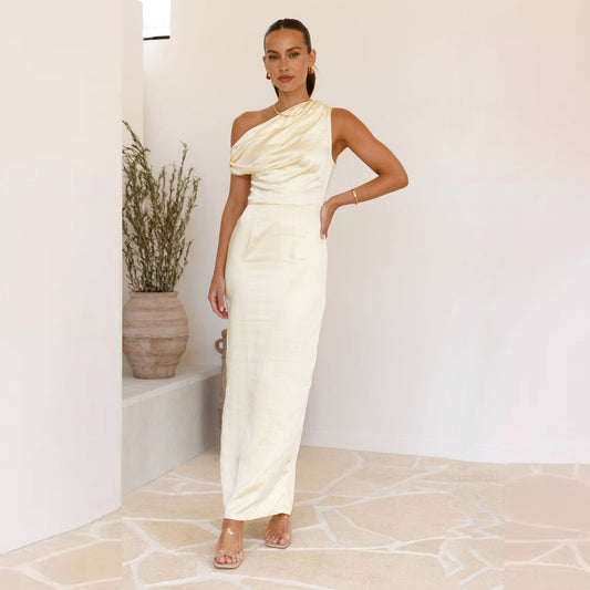 Elegant Women's One-Shoulder Midi Dress