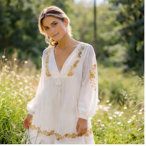 Elegant Embroidered Summer Dress – Feminine Style