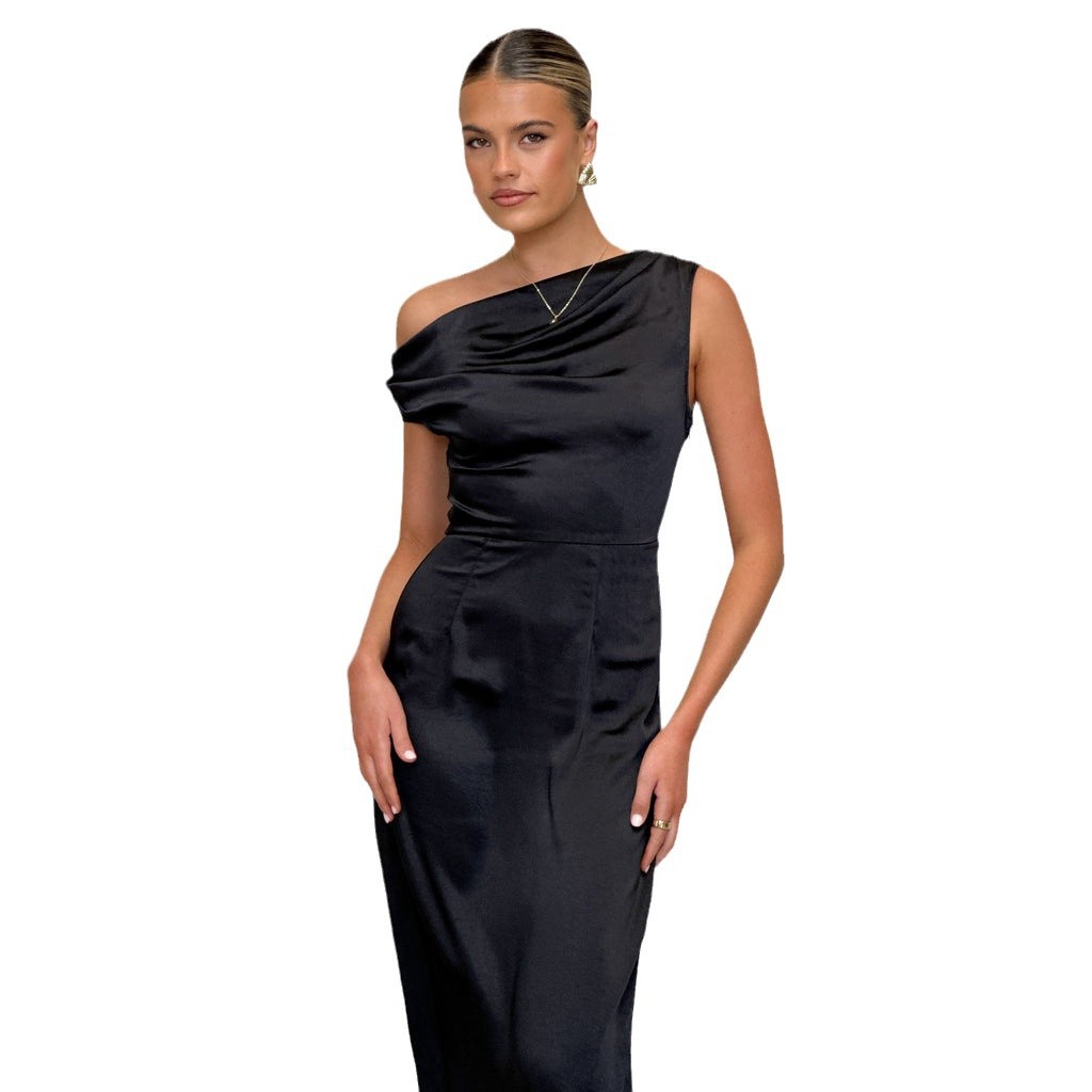 Elegant Women's One-Shoulder Midi Dress