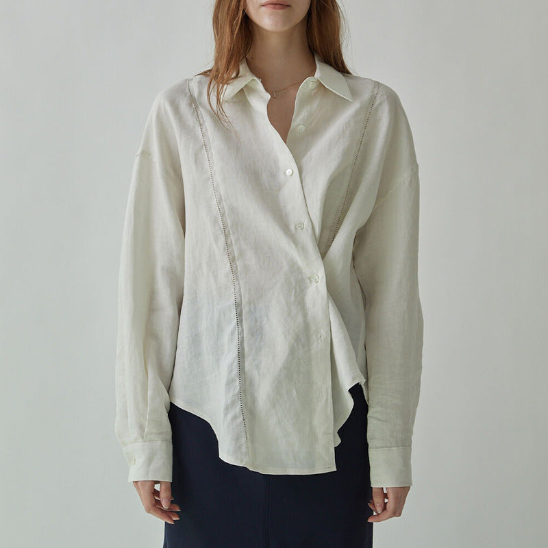 Women's French Style Linen Blouse – Long Sleeve