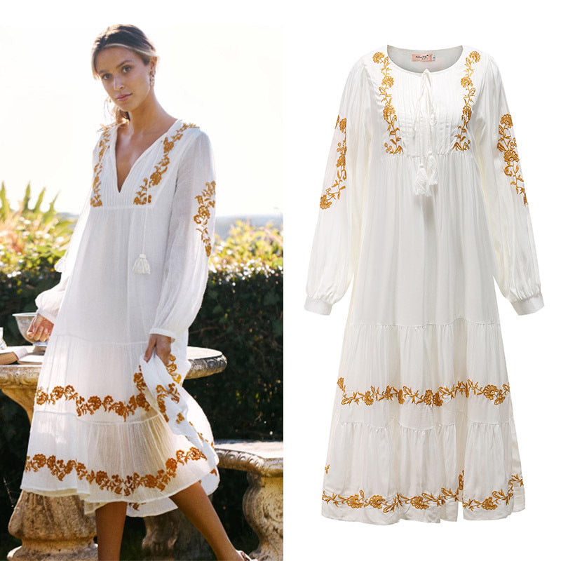 Elegant Embroidered Summer Dress – Feminine Style
