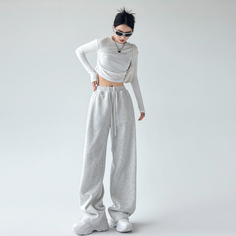 Pantalon large taille haute minimaliste pour femme