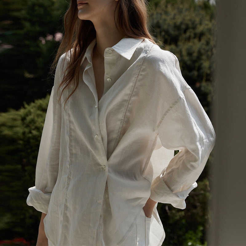 Women's French Style Linen Blouse – Long Sleeve