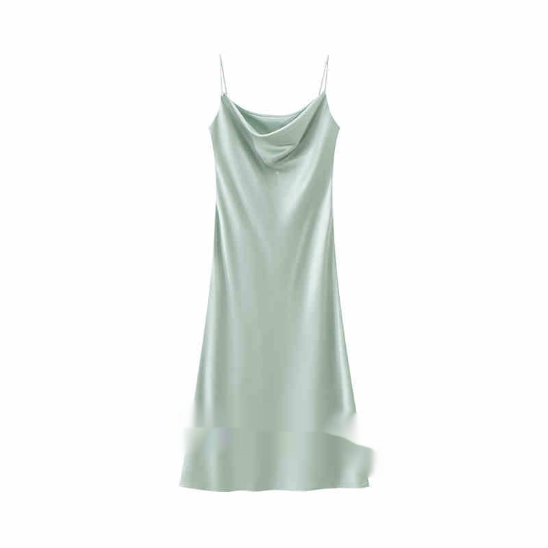 Elegant Women's Satin Midi Dress – Minimalist Summer Style