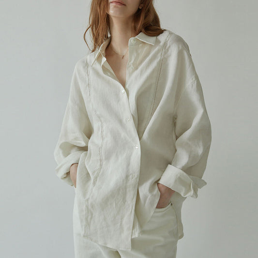 Women's French Style Linen Blouse – Long Sleeve