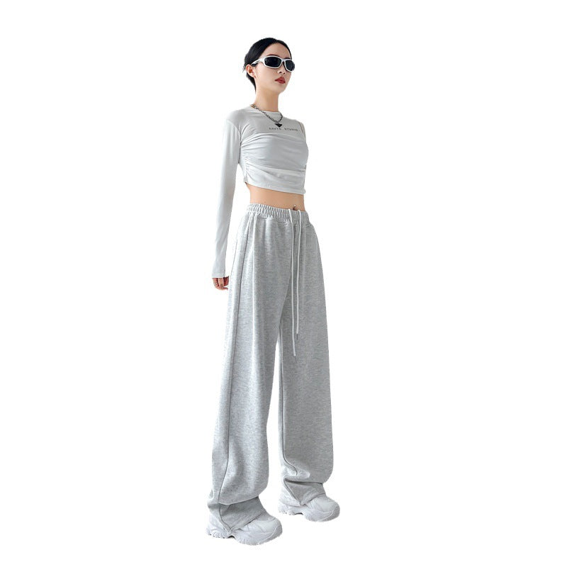 Pantalon large taille haute minimaliste pour femme