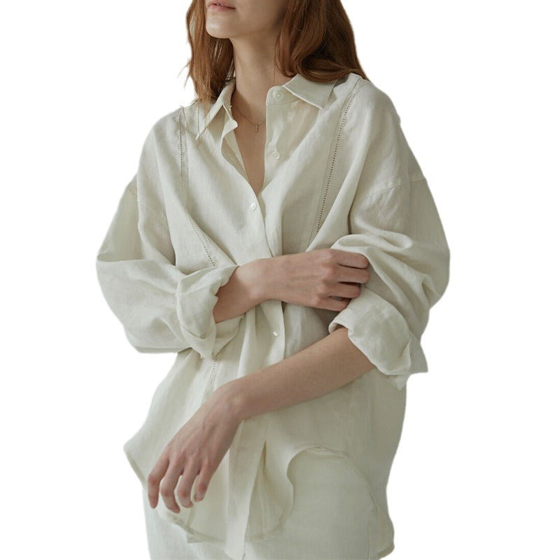 Women's French Style Linen Blouse – Long Sleeve