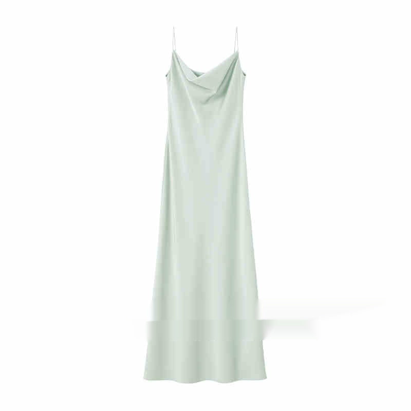 Elegant Women's Satin Midi Dress – Minimalist Summer Style