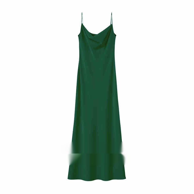 Elegant Women's Satin Midi Dress – Minimalist Summer Style