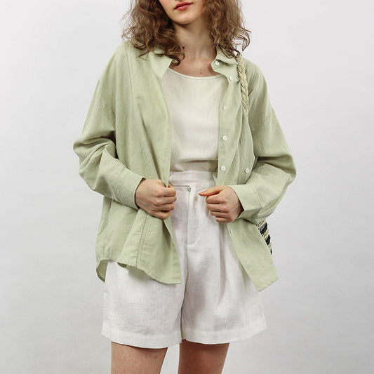 Women's French Style Linen Blouse – Long Sleeve