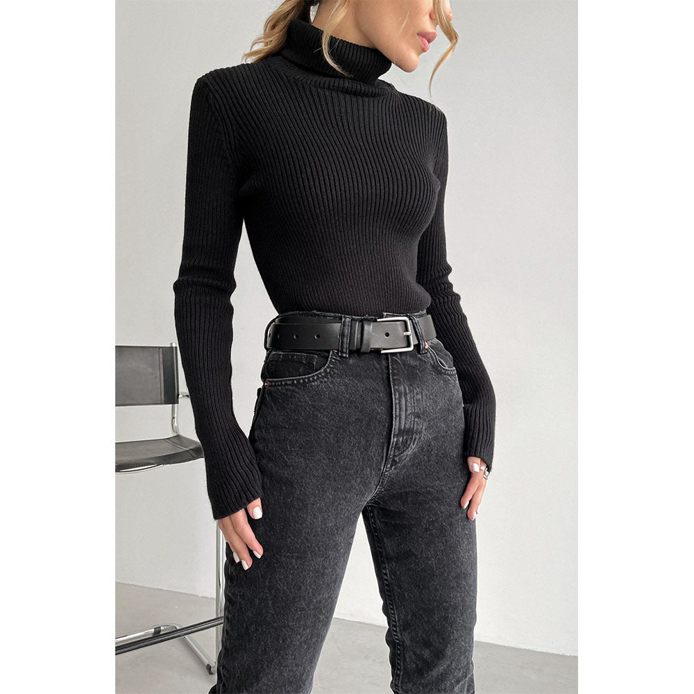 Elegant Ribbed Turtleneck for Women