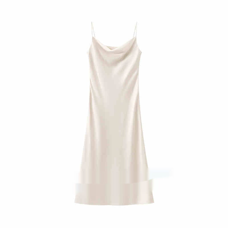 Elegant Women's Satin Midi Dress – Minimalist Summer Style