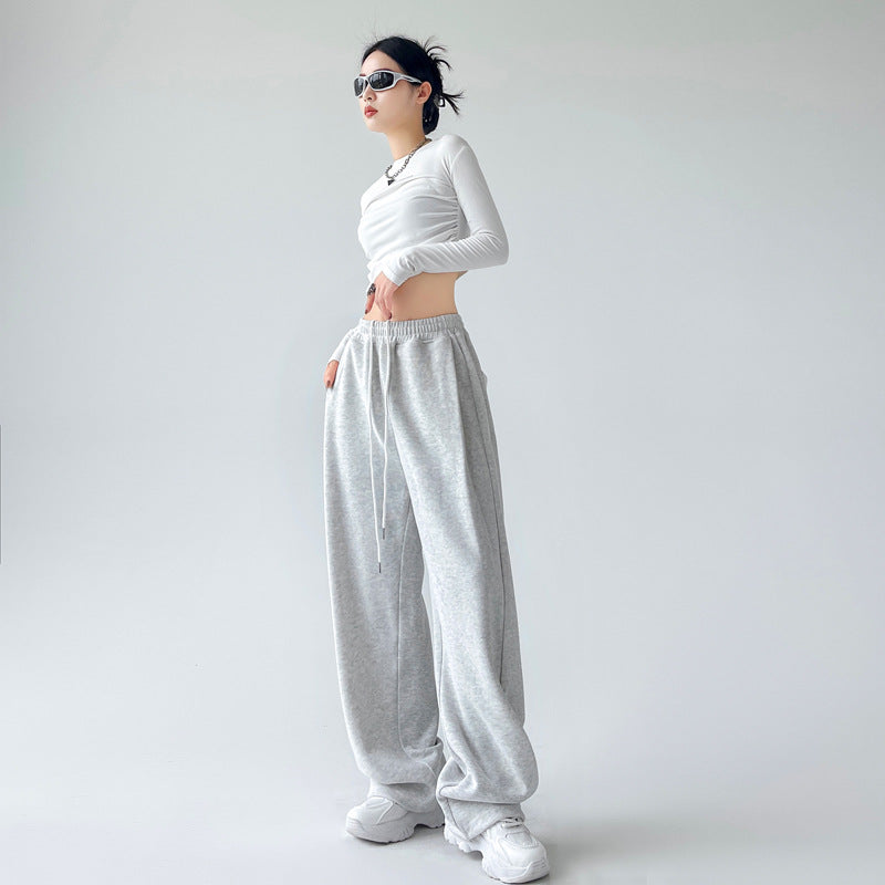 Pantalon large taille haute minimaliste pour femme